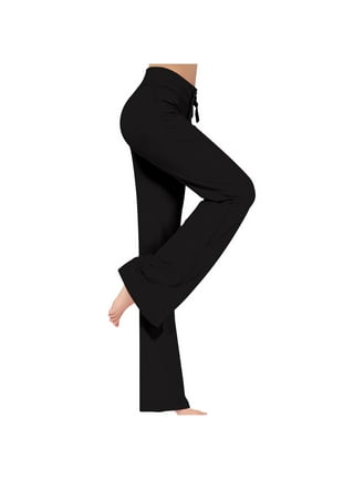 SHOPESSA Wide Leg Cargo Pants for Women High Rise Yoga Leggings with Pockets  Plus Size Y2K Drawstring Straight Leg Pants Black at  Women's  Clothing store