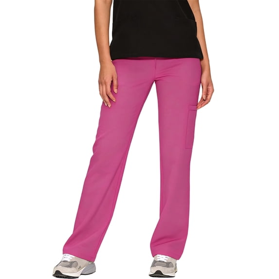 Cargo Scrub Pants Womens Loose Fit Stretch Medical Pants with Functional Pockets for Work Hot Pink 2XL