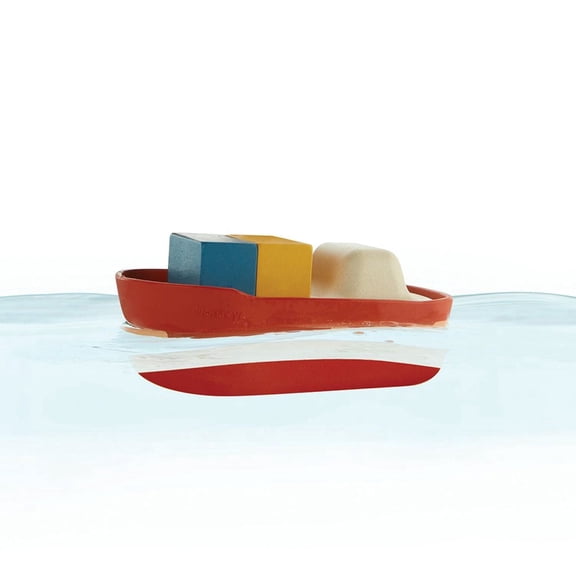PlanToys Cargo Ship Bath Toy for Toddlers | Floating Boat with Cargo Blocks for Water Play | Montessori Educational Toy | Eco-Friendly Bathtub Toys for Kids