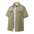 thumbnail image 1 of Cargo Shirts for Men with Pockets M-4X Plus Size Short Sleeve T-Shirts Big & Tall Button-Down Collared Solid Tshirts Shirt 2025, 1 of 7