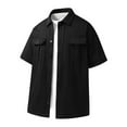 thumbnail image 1 of Cargo Shirts for Men with Pockets M-4X Plus Size Short Sleeve T-Shirts Big & Tall Button-Down Collared Solid Tshirts Shirt 2025, 1 of 7