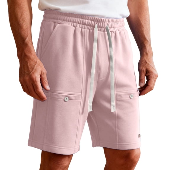 Cargo Short for Men Elastic Waist Drawstring Shorts Pants Military Outdoor Breathable Hiking Fishing Big and Tall Camo Cargo Short Multi-Pocket Quick Dry Bottom,Pink 2XL