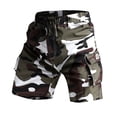 thumbnail image 1 of Cargo Short for Men Elastic Waistband Drawstring Shorts Pants Casual Loose Fit Hiking Running Outdoor Big & Tall Cargo Short Multi-Pocket Quick Dry Bermuda Shorts,Cow Pattern XL, 1 of 6