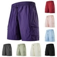 thumbnail image 1 of Cargo Short Pants For Men with Pockets Big and Tall Elastic Waist Solid Color Summer Casual Pants Outdoor Sports Leisure Work Hiking Workwear Gifts for Men Black 4XL, 1 of 10