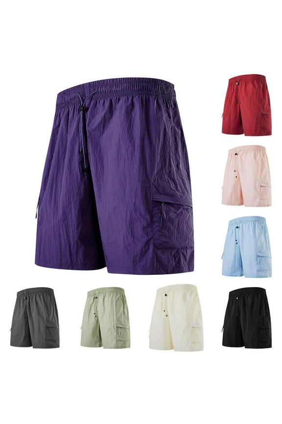 Cargo Short Pants For Men with Pockets Big and Tall Elastic Waist Solid Color Summer Casual Pants Outdoor Sports Leisure Work Hiking Workwear Gifts for Men Gray XXL