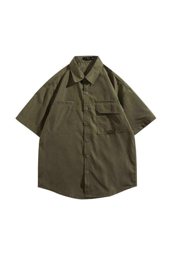 Cargo Short Sleeved Shirt for Men Summer Outdoor Casual Comfortable Breathable Lightweight Stylish Versatile Fashion Men's Tops T-Shirt Casual Crew Neck Loose