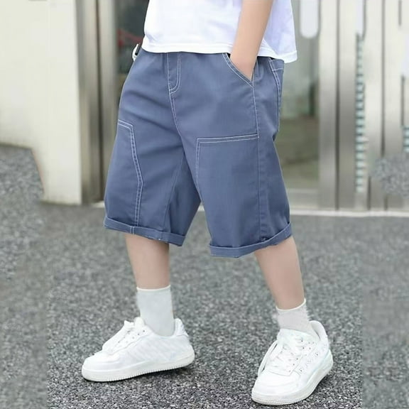 Cargo Shorts BlueWork Shorts Casual Straight Leg Boys' Athletic Shorts Boys Clothes 13-14 Years Summer Clothing