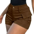 thumbnail image 1 of Cargo Shorts, Comdrip Women's High Waist Button Streetwear Cargo Shorts with Pockets Summer Shorts Women Brown S, 1 of 10