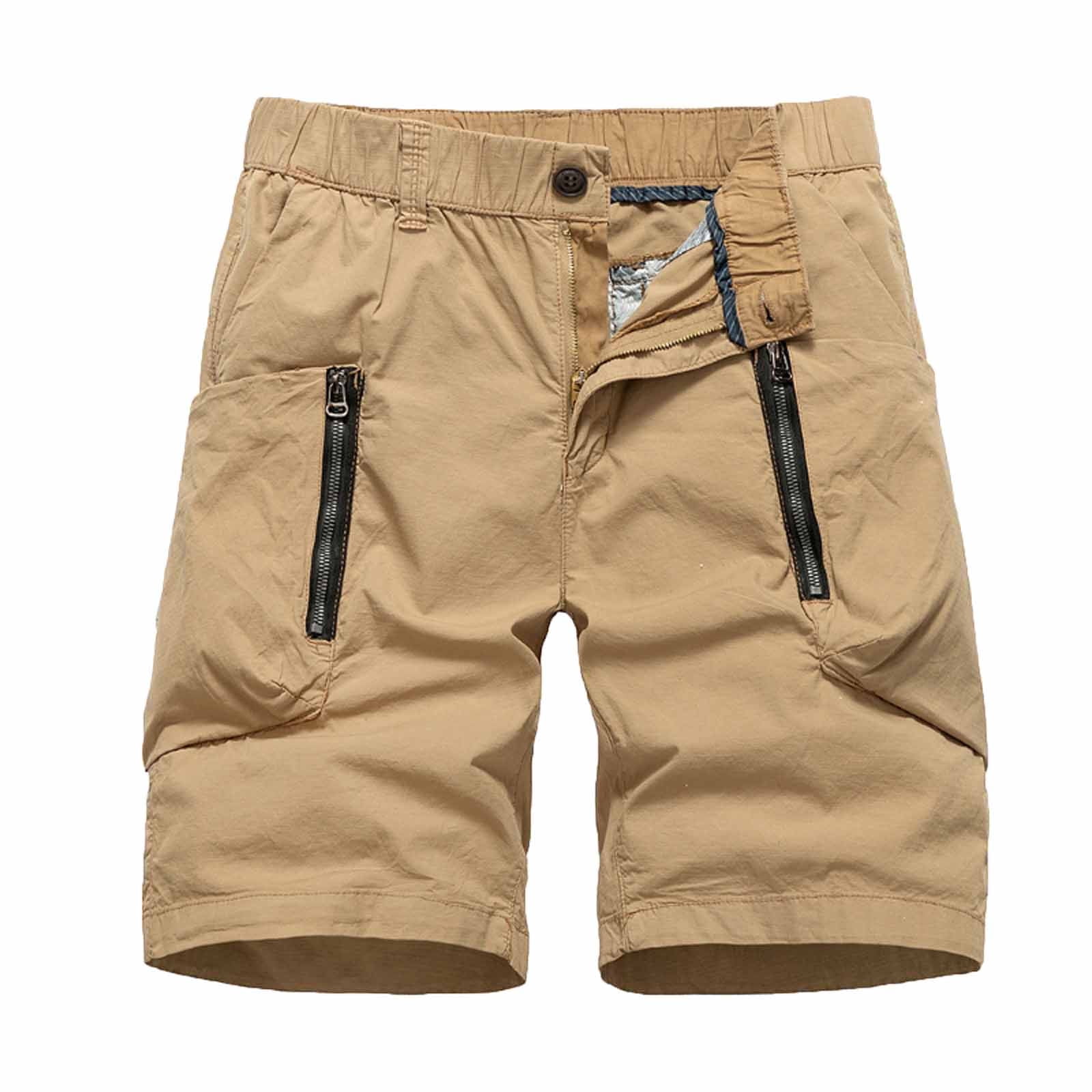 Cargo Shorts Cotton Drawstring Classic Zipper Men's Long Cargo Shorts