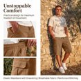 thumbnail image 1 of Cargo Shorts For Men Drawstring Elastic Waist Shorts Lightweight Plain Color Knee Length Pants With Multi Side Pockets Khaki M, 1 of 7