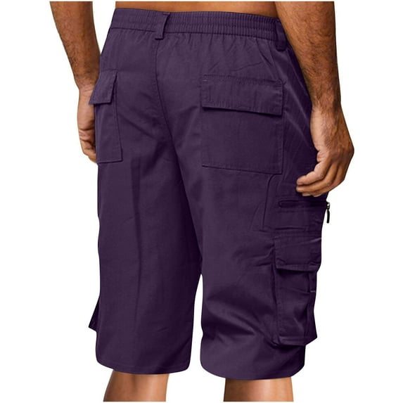 Cargo Shorts For Men Qiggri Men Casual Fashion Solid Shorts With Multi-Pocket Button Zipper Elastic Waist Shoort Pants