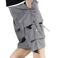 thumbnail image 1 of Cargo Shorts High Waisted Drawstring Relaxed Fit Stretch Shorts Travel Outdoor Below Knee Cargo Shorts for Men,Grey,XXL, 1 of 4