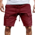 thumbnail image 1 of Cargo Shorts for Men 5 Inch Relaxed Fit Button-Fly Quick_Dry Stretch Lightweight Tactical Breathable Fabric Ideal for Outdoor Adventures (Wine_03 , S), 1 of 7