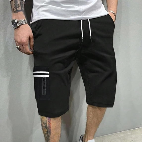 Cargo Shorts Men 9 Inch Elastic Waist Drawstring Hiking Outdoor Active Travel Casual Shorts with Pockets