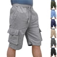 thumbnail image 1 of Cargo Shorts Men, Bermuda Shorts Baggy Short Cargo Pants with Multiple Pockets Summer Drawstring Elasticated Waist Half Pants for Outdoor Hiking Work Dark Gray XXL, 1 of 5