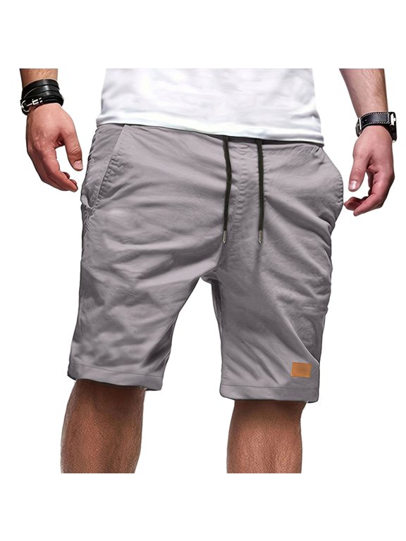 Cargo Shorts for Men Big & Tall Rip-Stop Athletic Jogger Sports Outdoor Trousers Stretch Elastic Waist Lightweight Outdoor Work Shorts Loose fit Outdoor Cargo Shorts with Pockets,Light Gray,M
