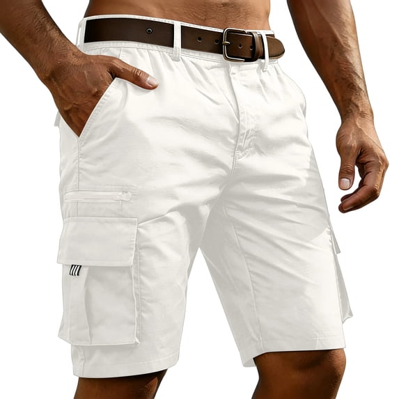 Cargo Shorts Men Casual Summer Elastic Waist Stretch Work Shorts Relaxed Fit Hiking Short Multi Pockets
