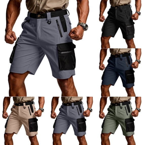 Cargo Shorts Men Casual Waterproof Quick Dry Baggy Shorts Lightweight Ripstop Outdoor Hiking Shorts with Zipper Pockets Gray 2XL