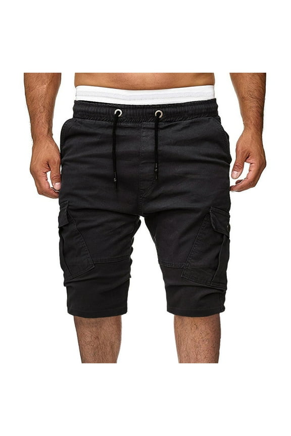 Cargo Shorts for Men ,Men's Sports Shorts Loose Work Shorts Casual Hiking Jogging Shorts Elastic Dstring Waist Solid Short Trousers Cycling Half Pants with Multi Pocket