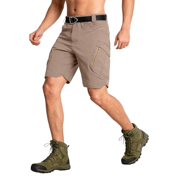 Cargo Shorts for Men Elastic Waist Drawstring Shorts Pants Lightweight Stretch Summer Casual Baggy Big and Tall Cargo Short Multi Pocket Quick Dry Bottom,Brown 2XL
