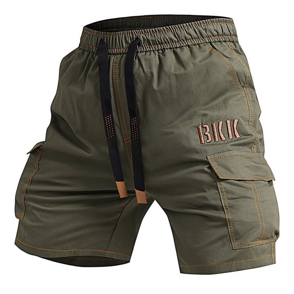 Cargo Shorts for Men Elastic Waistband Drawstring Short Casual Relaxed Fit Wild Outdoor Work Big and Tall Camo Cargo Short Multi-Pocket Quick Dry Bermuda Short,Camouflage Green L