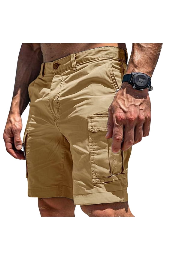 Cargo Shorts for Men Multi Pocket Elastic Waist Short Drawstring Ripstop Straight Leg Cargo Short Casual Relaxed Fit Wild Outdoor Work Beach Shorts,Brown 3XL