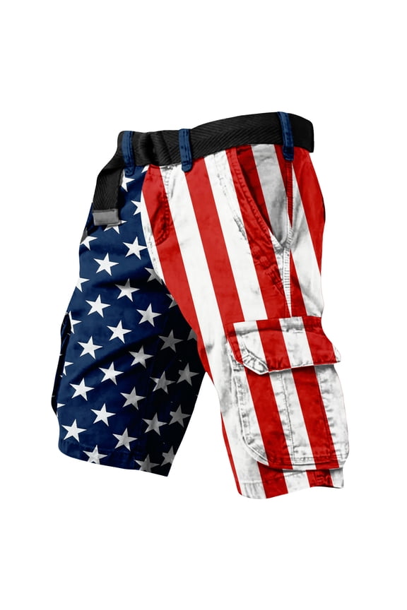 Cargo Shorts for Men Patriotic Graphic American Flag Shorts Distressed Washed We the People Cargo Shorts Outdoor Hiking Fishing Military Patriotic Shorts,White 2XL
