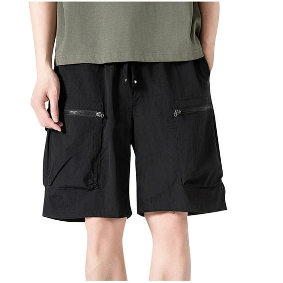 Cargo Shorts for Men Quick Dry Active Shorts High Waisted Pull On Stretch Sweatpants Lace-Up Elastic Waist Beach Shorts Regular Size Pure Basic Shorts Workout Running Gym Pants with Muti Pockets