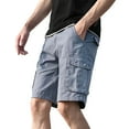 thumbnail image 1 of Cargo Shorts Men Stretch Waist Shorts Solid Color Loose Fit Straight Legged Outdoor Short Pants Casual Shorts Men Grey 38, 1 of 4
