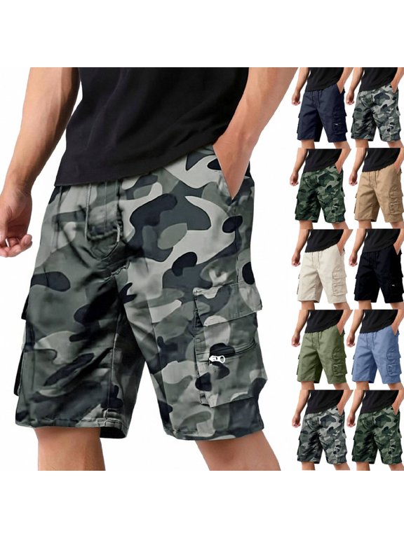 Cargo Shorts Mens Below Knee Quick Dry Drawstring Stretch Elastic Waist Athletic Casual Work Short with Pockets Dark Gray XL