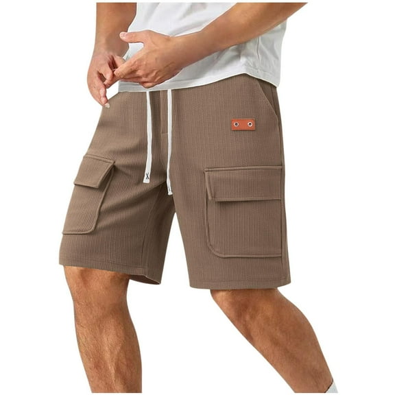 Cargo Shorts Qiggri Men Solid Color Casual Fashion With Pockets Lacing Waist Short Pants Mens Work Shorts