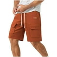 thumbnail image 1 of Cargo Shorts Qiggri Men Solid Color Casual Fashion With Pockets Lacing Waist Short Pants Mens Work Shorts, 1 of 8