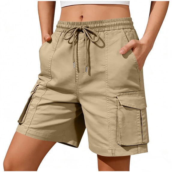 Cargo Shorts Quick Dry Athletic Running Shorts Hiking Drawstring Pants With Pockets