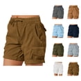 thumbnail image 1 of Cargo Shorts Women 2026 Summer Elastic High Waist Drawstring Wide Straight Leg Roll Up Casual Shorts with Pockets, 1 of 6