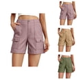 thumbnail image 1 of Cargo Shorts Women 2026 Summer Elastic High Waist Wide Straight Leg Casual Office Work Shorts with Pockets, 1 of 8