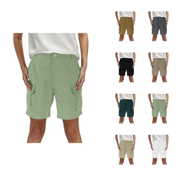 Cargo Shorts Women 2026 Summer High Waist Wide Straight Leg Relaxed Fit Casual Office Work Shorts with Pockets