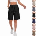 thumbnail image 1 of Cargo Shorts Women Waterproof Knee Length Bermuda Shorts with Pockets High Waited Summer Cargo Pants Travel Short Pants #BlackXXL, 1 of 7