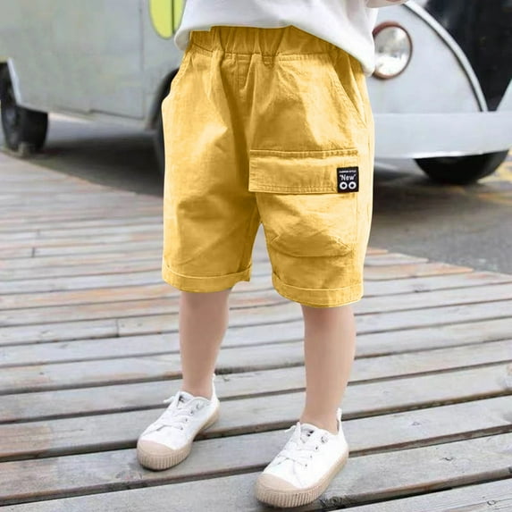Cargo Shorts for Boys Knee Length Wide Leg Bermuda Shorts Lightweight Baggy Elastic Waist Long Short Pant with Pocket