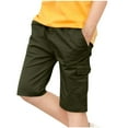 thumbnail image 1 of Cargo Shorts for Boys Straight Leg Athletic Hiking Short with Pockets Size 4-14 Juniors Teens Kids Solid Elastic Waist Workout Half Pants, 1 of 7