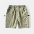 thumbnail image 1 of Cargo Shorts for Boys with Multi-Pockets Elastic Waist Bermuda Short Size 2-8 Toddlers Kids Casual Solid Loose Wide Leg Half Pants Summer, 1 of 8