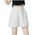 thumbnail image 1 of Cargo Shorts for Girls Casual Summer Loose Multi Pockets Shorts High Rise Elastic Waist Wide Leg Shorts, 1 of 2