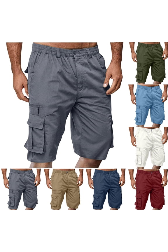 Cargo Shorts for Men Below Knee Length Hiking Work Relaxed Fit Lightweight Bermuda Tactical Shorts with Multi Pockets ,M,#02 Gray