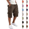 thumbnail image 1 of Cargo Shorts for Men Below Knee Relaxed Fit Cotton Capri Cargo Shorts with Multi Pockets Long Tactical Shorts Summer,Brown,XL, 1 of 5