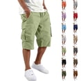 thumbnail image 1 of Cargo Shorts for Men Below Knee Relaxed Fit Cotton Capri Cargo Shorts with Multi Pockets Long Tactical Shorts Summer,Light Green,XL, 1 of 10