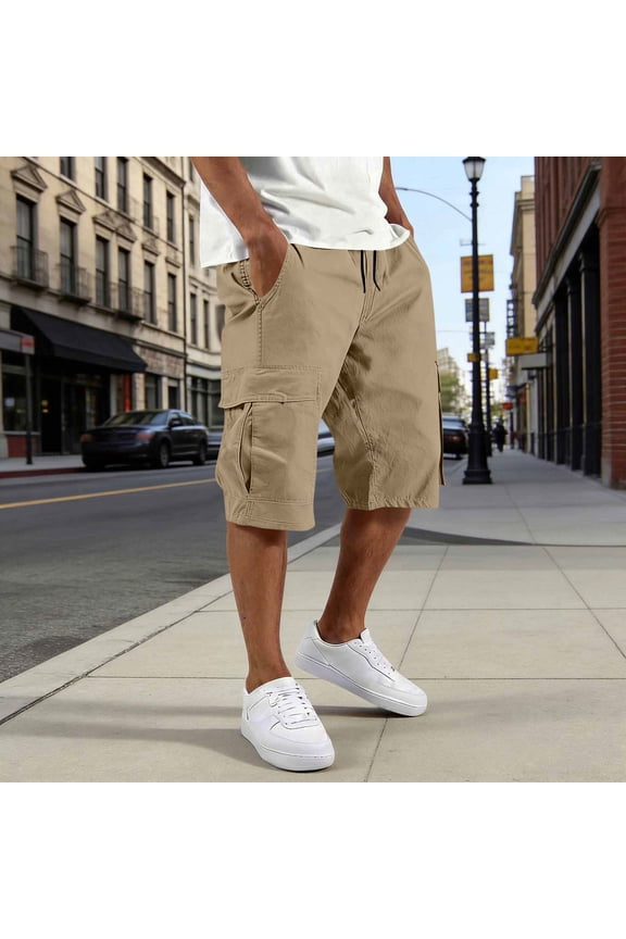 Cargo Shorts for Men Below the Knee Length Plus Size Hiking Work Relaxed Fit Capri Tactical Shorts with Multi Pockets, 2026 New Limited Time Offer