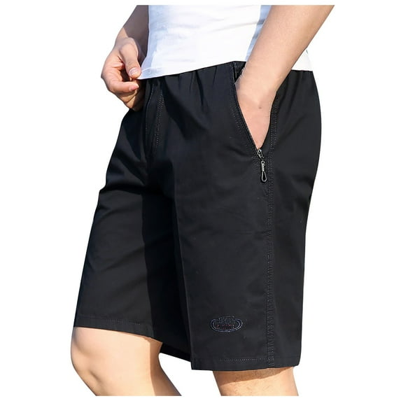 Cargo Shorts for Men Big Tall Casual Elastic Waist Straight Leg Shorts Summer Loose Fit Loungewear Shorts with Pockets