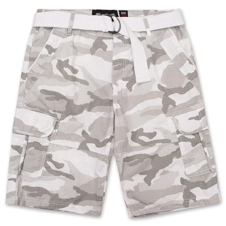 Cargo Shorts for Men Big and Tall - Mens Cargo Shorts with Belt - Twill  Shorts by ECKO Gripper White Camo 46