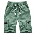 thumbnail image 1 of Cargo Shorts for Men Big and Tall Multi-Pocket Drawstring Casual Solid Workout Loose Straight Leg Plus Size Loungewear Short, 1 of 2