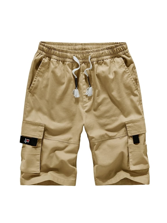 Cargo Shorts for Men Big and Tall Multi-Pocket Drawstring Casual Solid Workout Loose Straight Leg Plus Size Loungewear Short