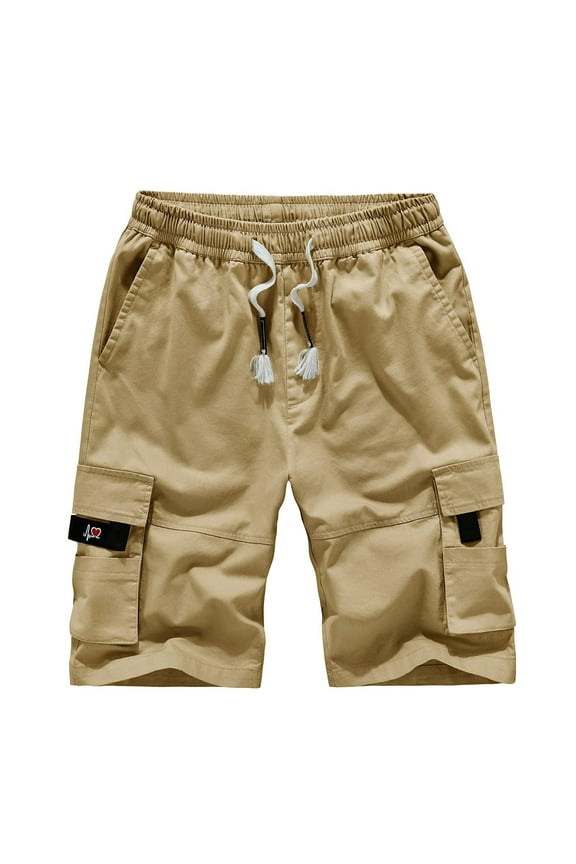 Cargo Shorts for Men Big and Tall Multi-Pocket Drawstring Casual Solid Workout Loose Straight Leg Plus Size Loungewear Short